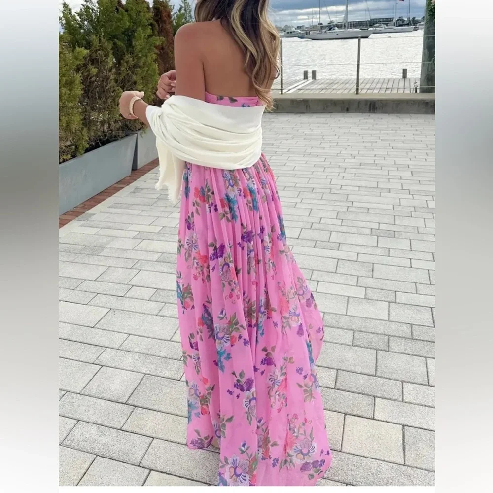 Sau Lee Camille Gown Strapless Pink Floral size 0 - Picture 4 of 7